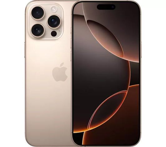 CTR MOBILE iPhone 16 Pro Max unlocked in gold showing front display and triple camera back